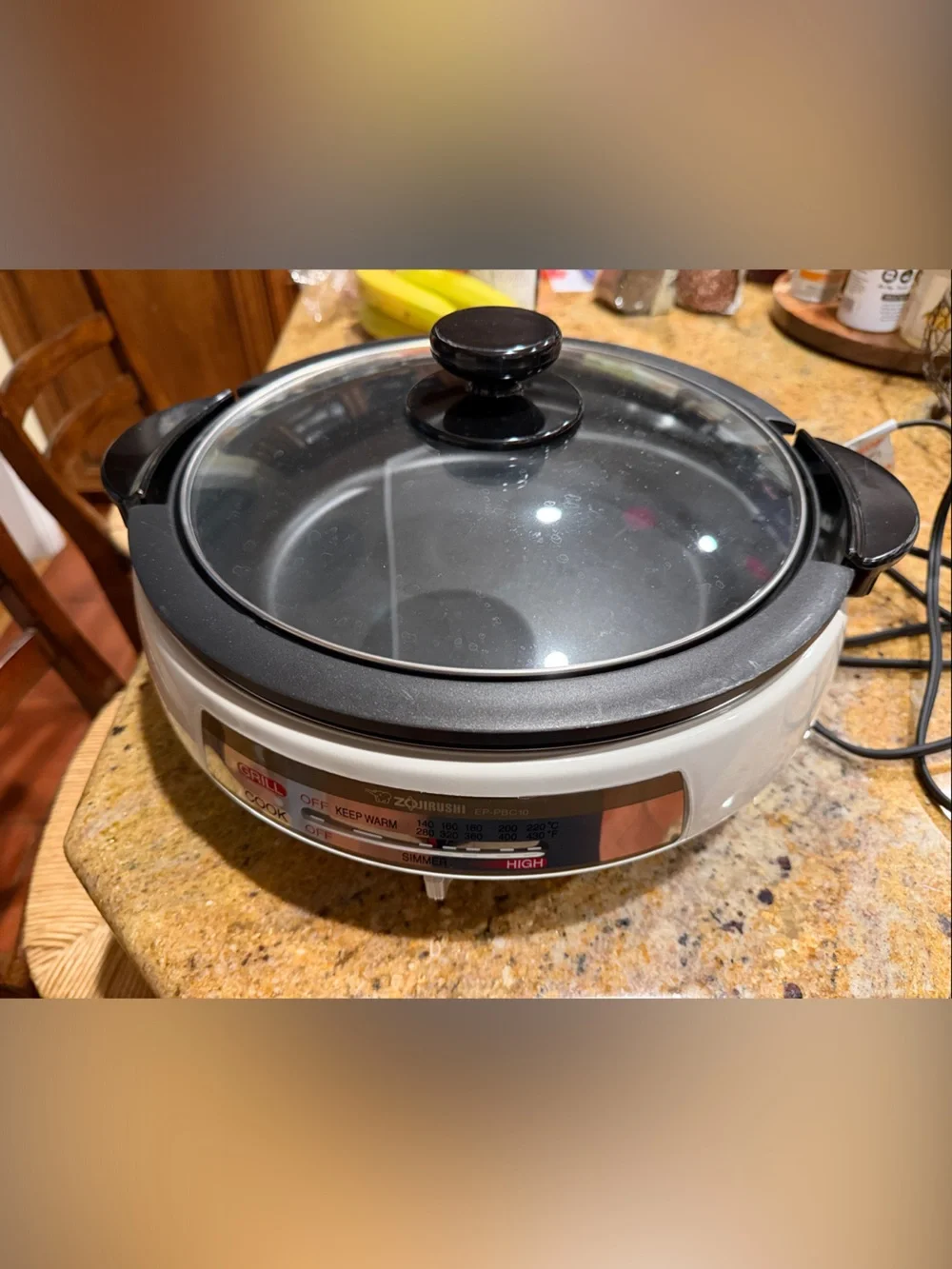 Electric Multi-Cooker with Glass Lid - White